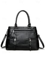 Women's Large Faux Leather Shoulder Tote Bag with Multiple - Image 16