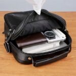 Men's Black Leather Crossbody Messenger Bag – - Image 4