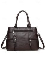 Women's Large Faux Leather Shoulder Tote Bag with Multiple - Image 14