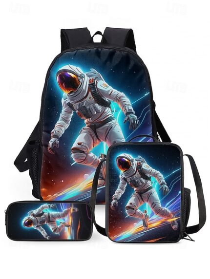 Kids' 3-Piece Astronaut Backpack Set – Colorful Galaxy