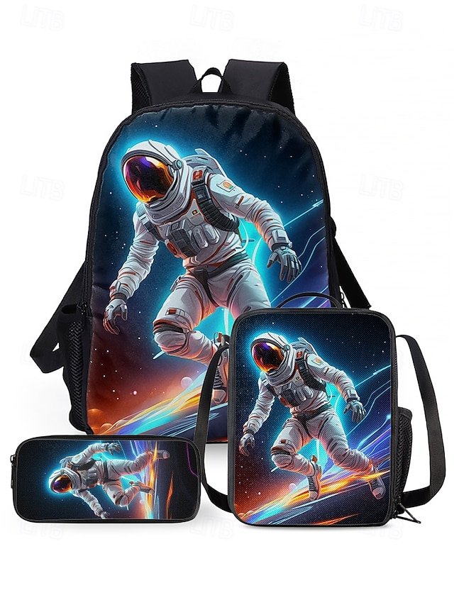 brzfos1748945397332 Kids' 3-Piece Astronaut Backpack Set – Colorful Galaxy - Image 1