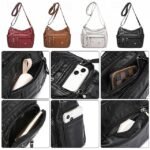 Women's Faux Leather Quilted Crossbody Bag with Multiple - Image 6