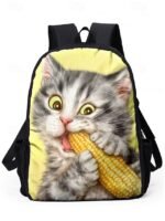 Kids cute cat theme three-piece backpack set, Including - Image 15