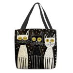 Colorful Large Capacity Tote Bags with Abstract Cat Art Designs - Image 13
