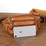 Men's Black Leather Waist Bag with Multiple Zippered - Image 6