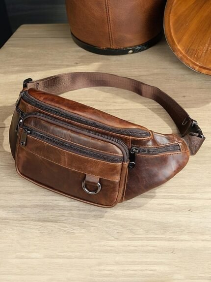 Men's Vintage Leather Sling Bag Fanny pack– Crossbody