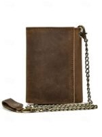 Men's Genuine Leather Wallet with Key Slot & Chain, - Image 4