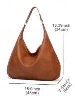 Women's Large Hobo Shoulder Bag – Soft PU Leather Slouchy - Image 4