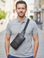 Men's Genuine Leather Waist Bag & Crossbody Sling, - Image 3