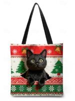 Women's Christmas Tote Bag, Green Snowflake and Fair Isle - Image 10