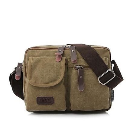 Men's Vintage Canvas Crossbody Messenger Bag, Multi-Pocket