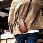 Sleek Brown Leather Vertical Sling Bag - Compact Men's - Image 7
