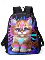 Kids 3-piece colorful cat backpack set (with insulated lunch bag - Image 4
