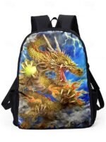 Men's 3-Piece Dragon Backpack Set with Flame Print - - Image 19
