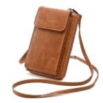 Women's Vintage Faux Leather Crossbody Wallet with Zipper, - Image 3