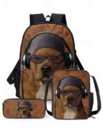 Boys 3-piece Cool Dog Headphones Printed Backpack Set - Stylish - Image 18