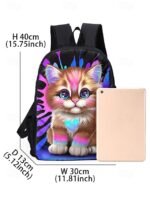 Kids 3-piece colorful cat backpack set (with insulated lunch bag - Image 8