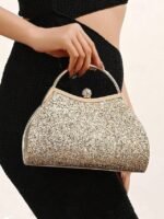Women's Glitter Evening Clutch Bag – Sparkly Gold Handbag - Image 2