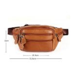 Men's Black Leather Waist Bag with Multiple Zippered - Image 9