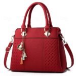 30Pcs Women's Faux Leather Handbag with Tassel Charm and Textured