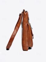 Women's Faux Leather Crossbody Bag with Multiple Zipper - Image 5