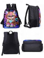 Kids 3-piece colorful cat backpack set (with insulated lunch bag - Image 6