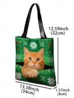 Women's Christmas Tote Bag, Green Snowflake and Fair Isle - Image 5