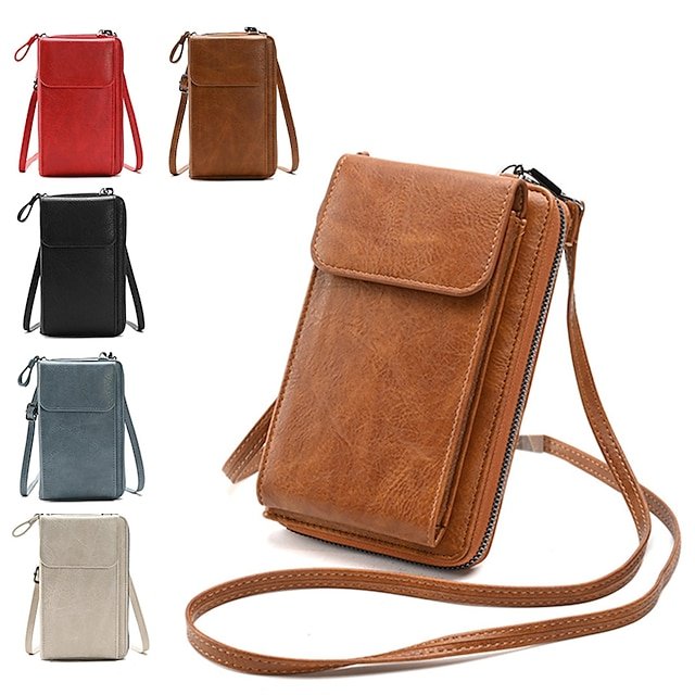 pvbrdq1676261370347 Women's Vintage Faux Leather Crossbody Wallet with Zipper, - Image 1