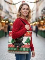 Women's Christmas Tote Bag, Green Snowflake and Fair Isle - Image 3