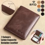 Men's Brown RFID Blocking Leather Bifold Wallet with ID