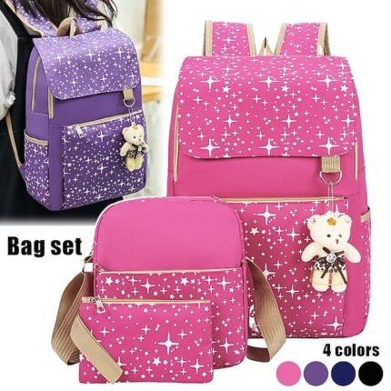 4-Piece Starry Backpack Set for Girls - Includes Backpack,