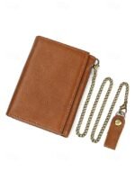 Men's Genuine Leather Wallet with Key Slot & Chain, - Image 12
