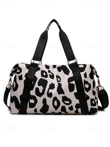 Women's Waterproof Leopard Print Travel Duffel Bag –