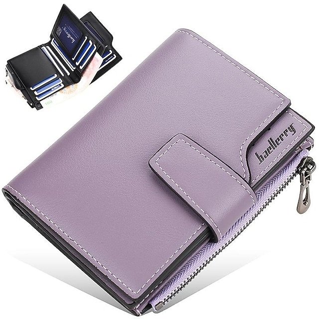 vhbqcr1683189419326 Women's Purple Faux Leather Bifold Wallet – Stylish - Image 1