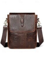 Men's Luxury Crocodile Embossed Leather Satchel -
