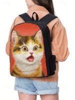 Kids cute cat theme three-piece backpack set, Including - Image 2