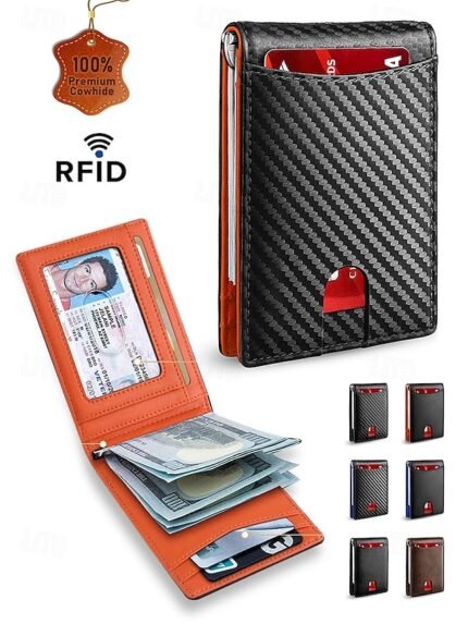 Men's RFID-Blocking Wallet – Premium Cowhide Leather with
