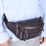 Men's Black Leather Waist Bag with Multiple Zippered - Image 13