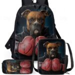 Boys 3-piece Cool Dog Headphones Printed Backpack Set - Stylish