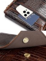 Men's Luxury Crocodile Embossed Leather Satchel - - Image 9